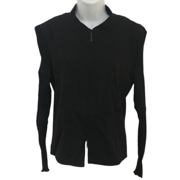 ANNETTE Gortz Black Ruched Sleeves Double Zip Light Jacket - Picture 1 of 10